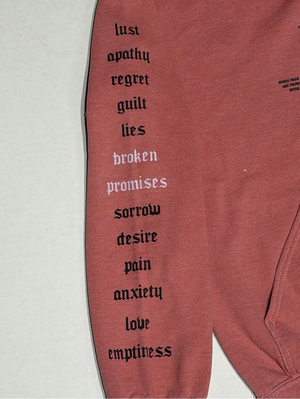 Men's Broken Promises Hoodie with Rose Graphic - Dusty Rose - Picture 4 of 8